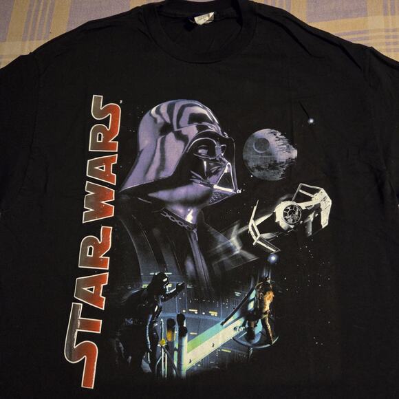Star Wars Other - Vintage STAR WARS Spellout Darth Vader Luke Skywalker Death Star T Shirt XL 90s